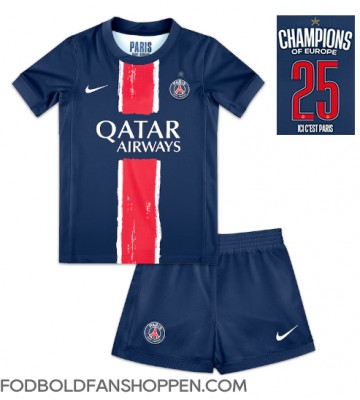 Paris Saint-Germain Hjemmebanetrøje Børn 2024-25 UCL Champions Kortærmet (+ Korte bukser)
